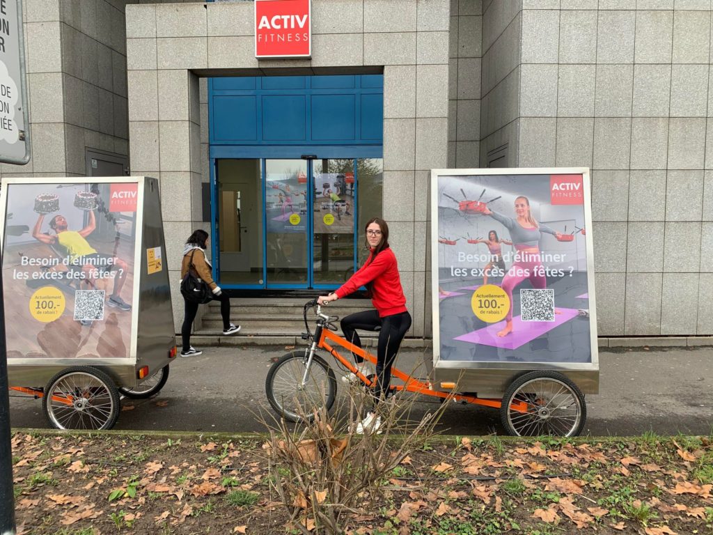 Vélos publicitaire pour la campagne de streetmarketing ACTIV FITNESS